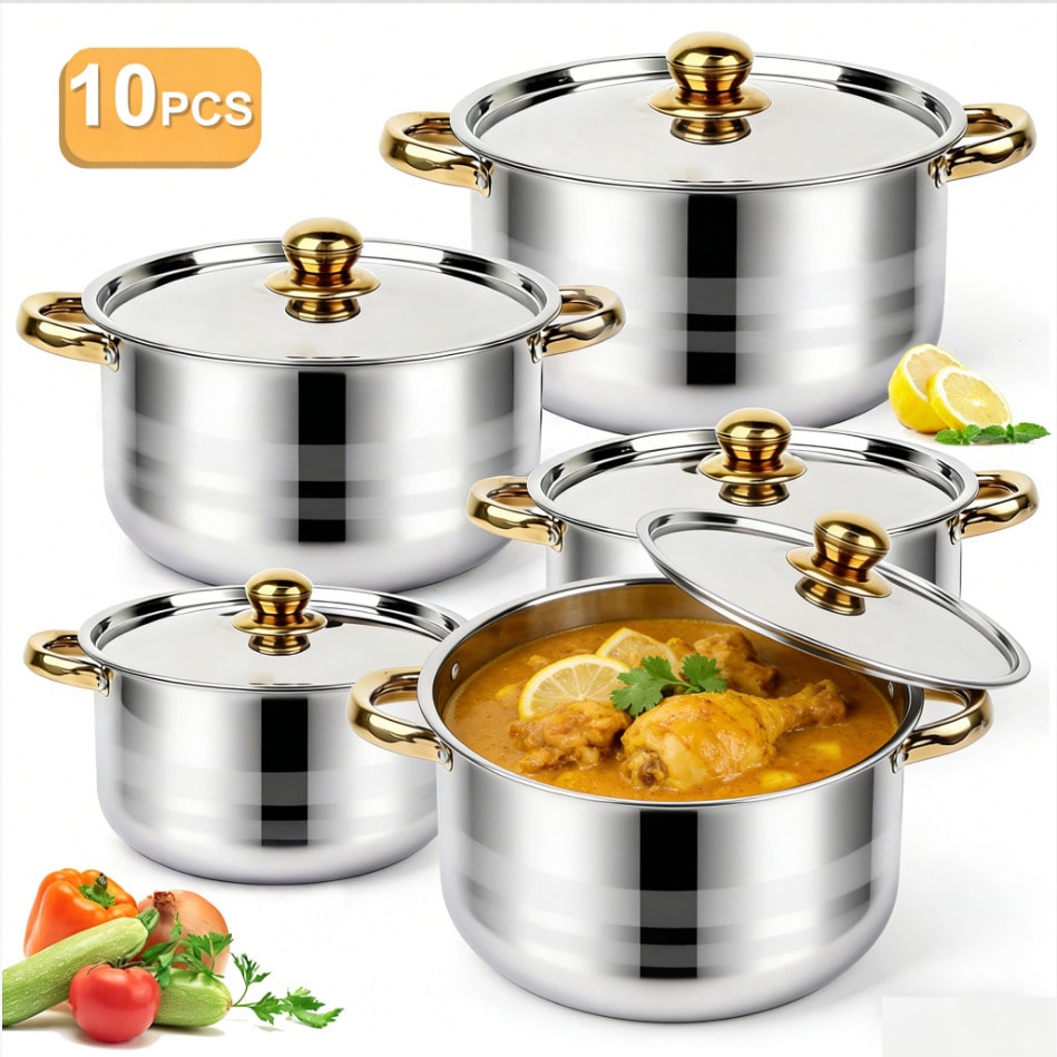 Home Cooking Set - 스테인리스 스틸 냄비 세트 모던 럭셔리
