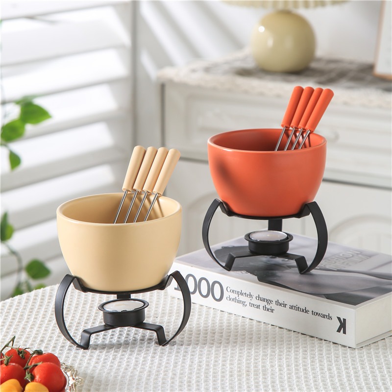 친환경 세라믹 그릇과 4개의 매칭 포크 내구성, 색바램 - Fondue Pot Ceramic 리뷰 및 가격