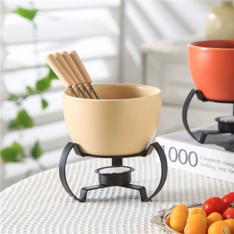친환경 세라믹 그릇과 4개의 매칭 포크 내구성, 색바램 - Fondue Pot Ceramic 리뷰 및 가격