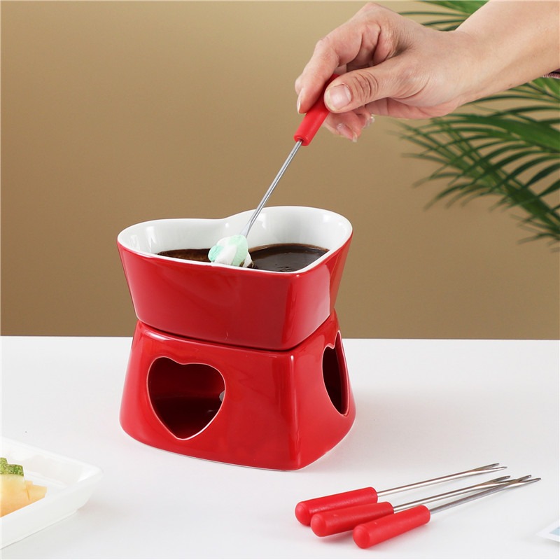 320ml 세라믹 하트 모양 퐁듀 세트 (포크 4개 포 - Fondue Pot Ceramic 리뷰 및 가격