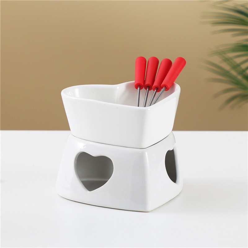 320ml 세라믹 하트 모양 퐁듀 세트 (포크 4개 포 - Fondue Pot Ceramic 리뷰 및 가격