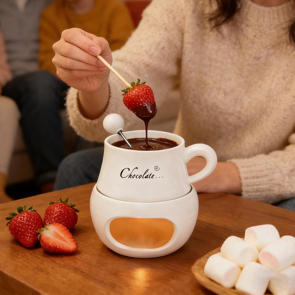 초콜릿 퐁듀 컵 세라믹 포크 포함 티라이트 초콜릿 녹이 - Fondue Pot Ceramic 리뷰 및 가격
