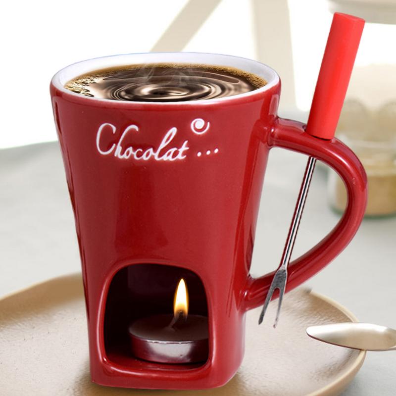 포크 포함 세라믹 멜팅 컵, 초콜릿 퐁듀 머그잔, 레드 - Fondue Pot Ceramic 리뷰 및 가격