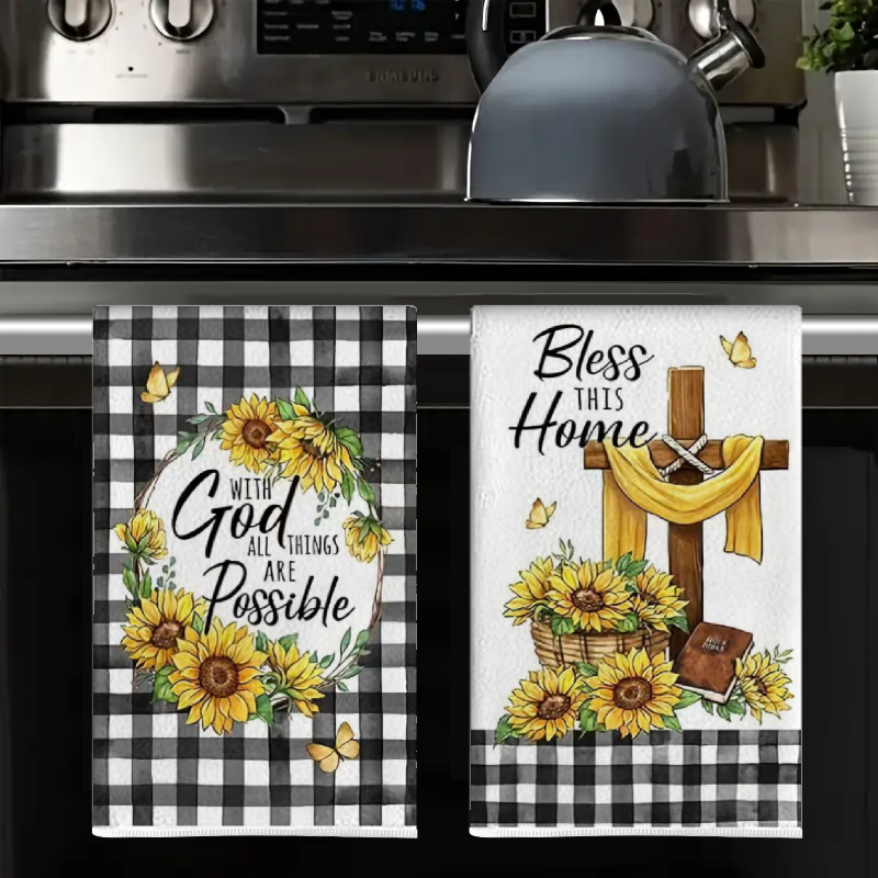 2개, 흑백 체크무늬 해바라기 주방 타월, 40Cm*6 - Home Cooking Is The Best 리뷰 및 가격