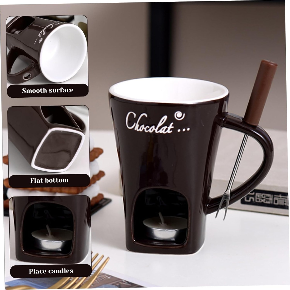 세라믹 다기능 초콜릿 퐁듀 머그컵 도자기 멜팅팟 치즈  - Fondue Pot Ceramic 리뷰 및 가격