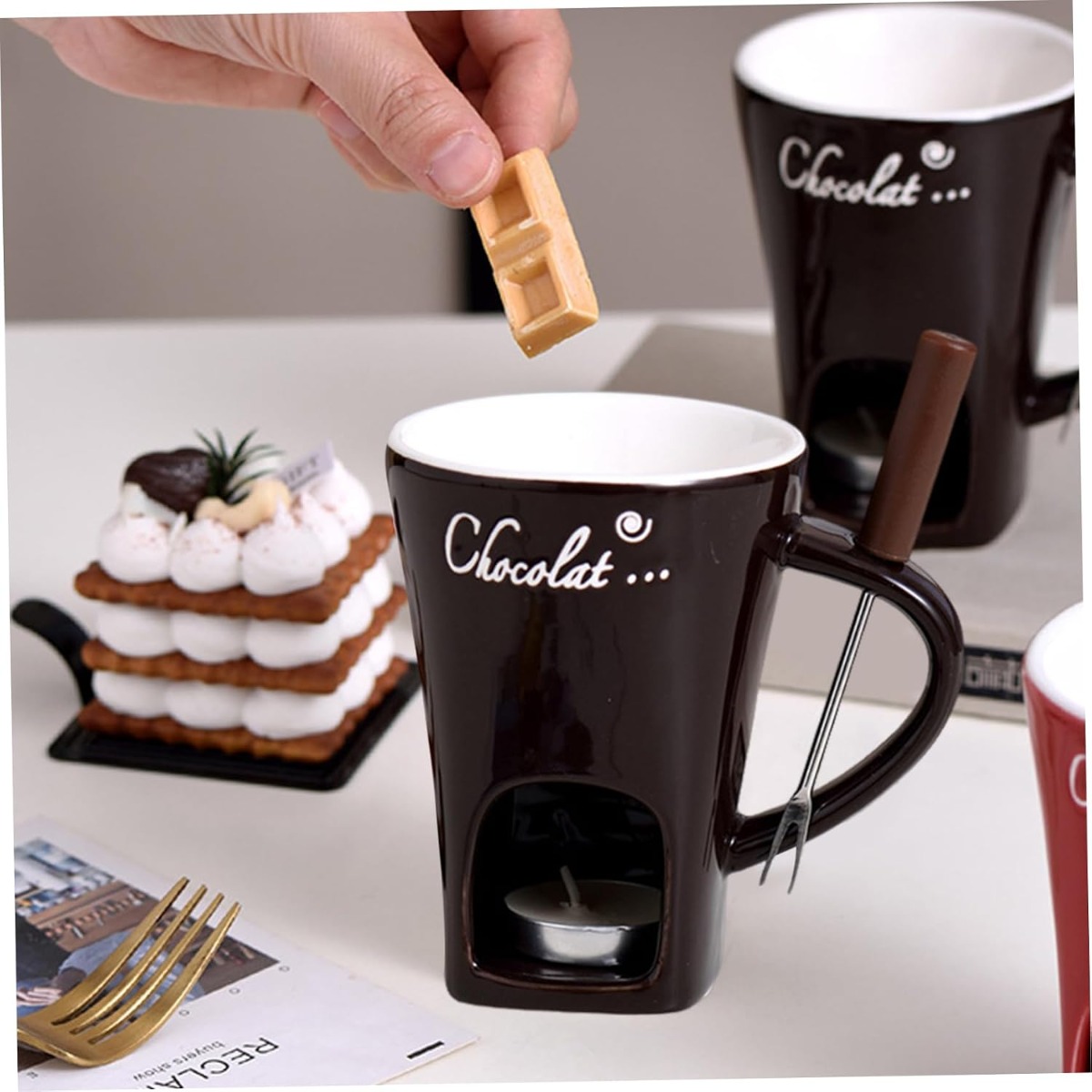 세라믹 다기능 초콜릿 퐁듀 머그컵 도자기 멜팅팟 치즈  - Fondue Pot Ceramic 리뷰 및 가격