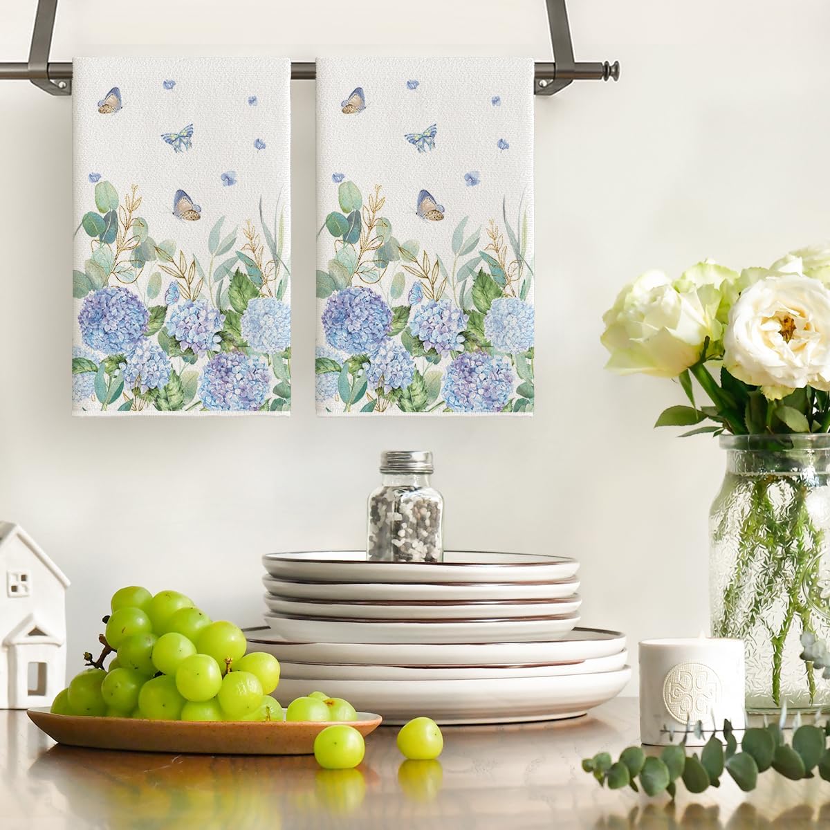 2개, 나비 수국 주방 타월, 40Cm*60Cm 타월  - Home Cooking Is The Best 리뷰 및 가격